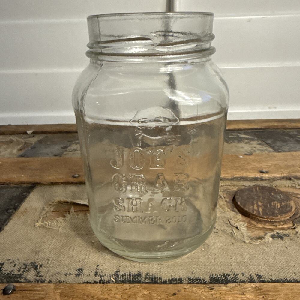 Joe's Crab Shack "Summer 2010" Embossed Glass Mason Jar